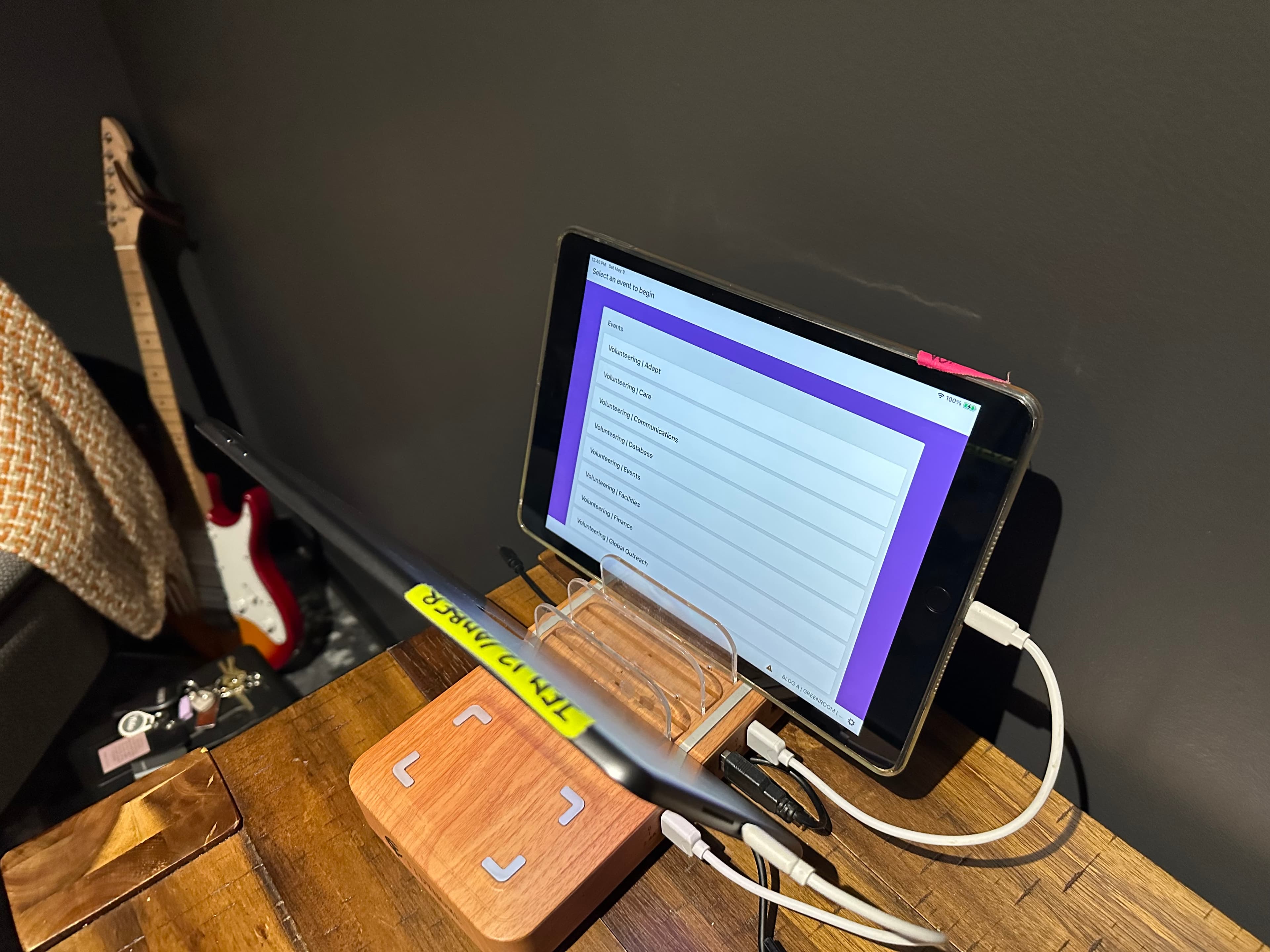 Check-In iPad ready in the Green Room